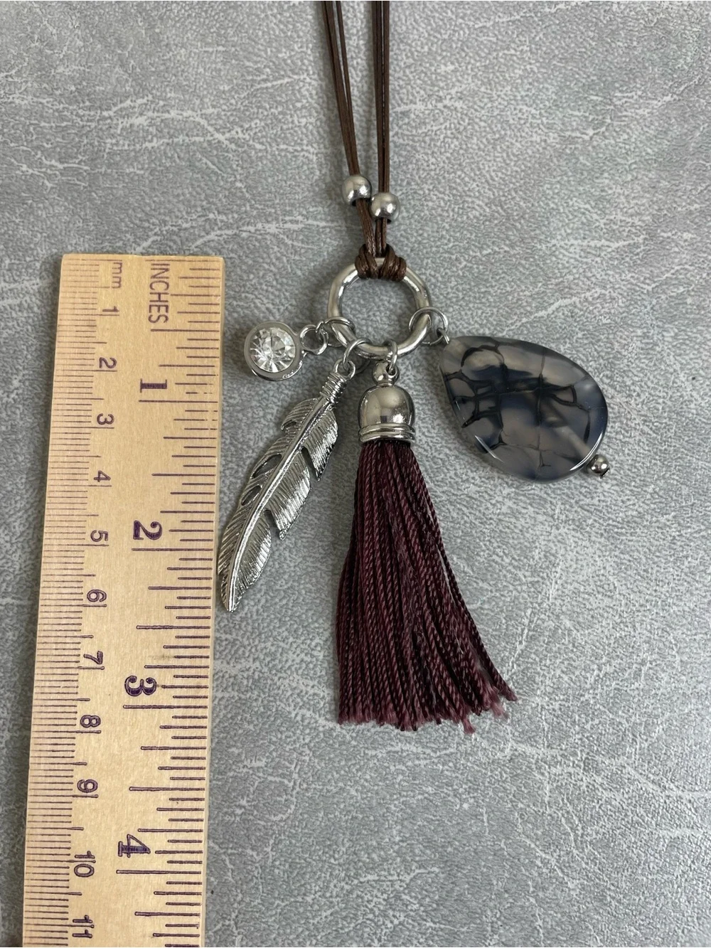 Charming Charlie Boho Tassel Pendant Necklace in Brown